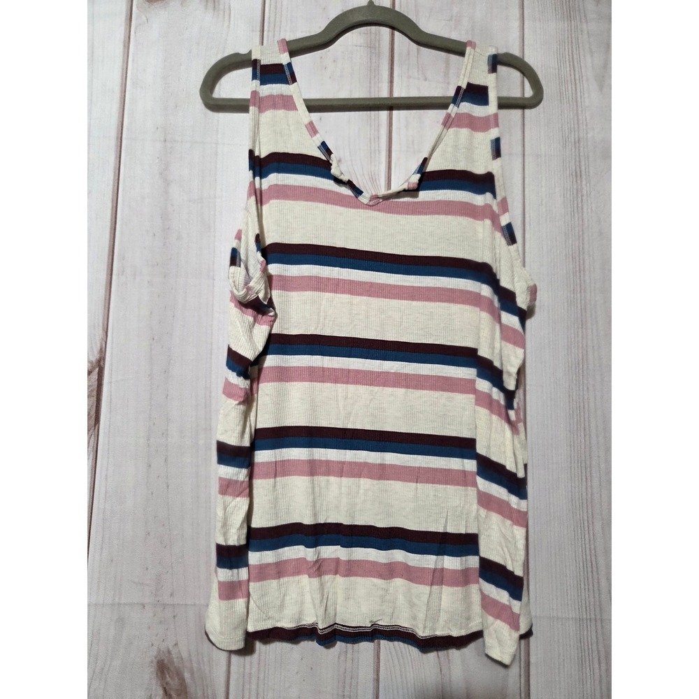 Torrid Super Soft Light Rib Knit Sleep Tank Striped Pink Blue Ivory‎ Size 3